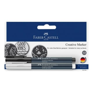 Δημιουργικοί μαρκαδόροι Faber Castell λευκό/μαύρο