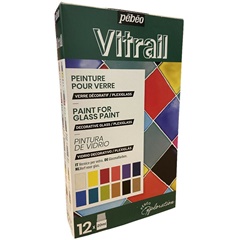 Σετ χρωμάτων γυαλίου Pebeo Vitrail 12 x 20 ml