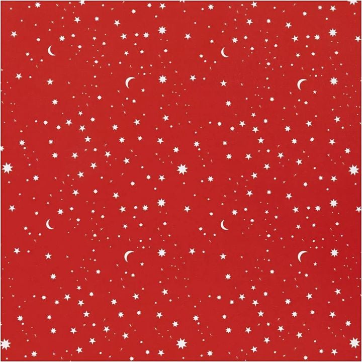 Χαρτί περιτυλίγματος | σκούρο κόκκινο Stars and moons 50 cm x 5 m