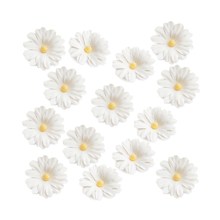 Άσπρα χάρτινα λουλούδια - 14 τεμάχια