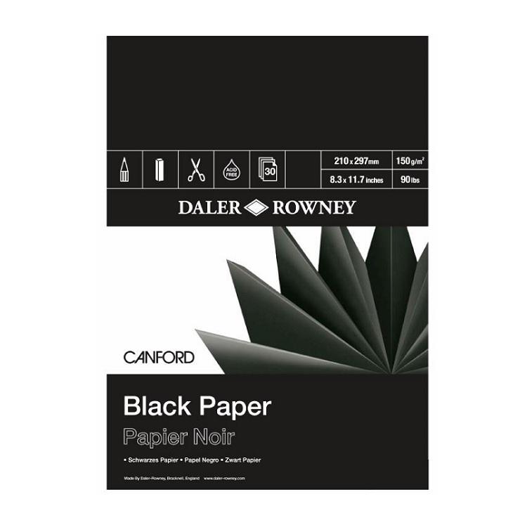 Μπλοκ με μαυρο χαρτι Daler-Rowney Canford - διαλεξτε μεγεθος