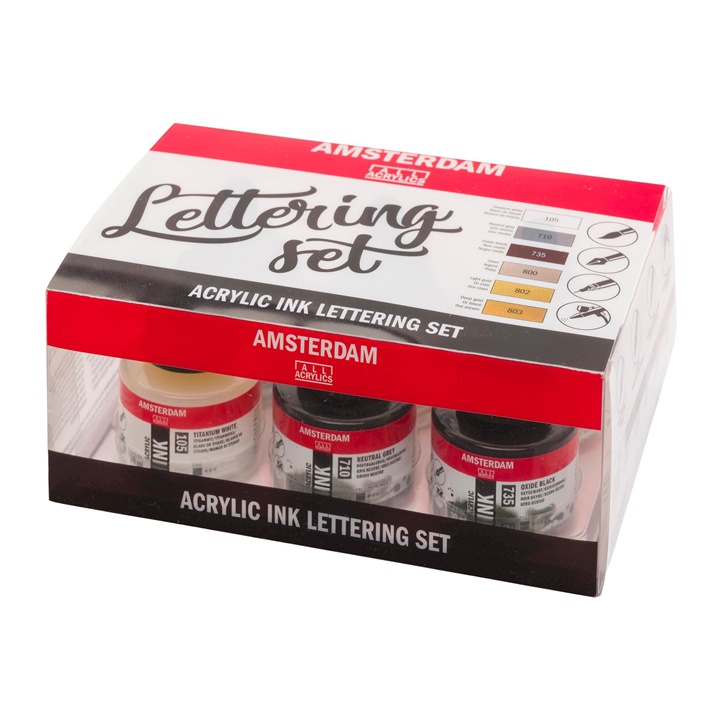 Ακρυλικό μελάνι Amsterdam - Lettering set - 6 x 30 ml