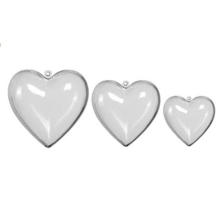 Διαφανείς ακρυλικές πτυσσόμενες καρδιές 5 τεμάχια - διάφορα μεγέθη