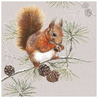Οικολογικές χαρτοπετσέτες για ντεκουπάζ Squirrel in Winter  - 1 τεμάχιο 