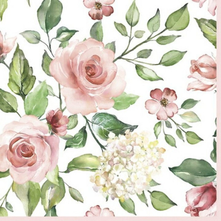 Χαροτοπετσετες για ντεκουπάζ Watercolour Roses with Hydrangea  - 1 τεμ