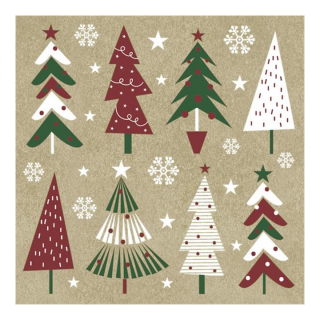 Χαρτοπετσέτες για ντεκουπάζ Christmas Trees -  1 τεμάχιο
