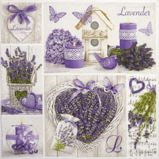 Χαρτοπετσέτες  για ντεκουπάζ Lavender Collage - 1 τεμάχιο
