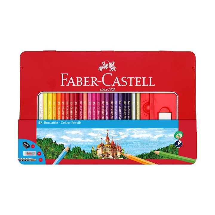 Ξυλομπογές Faber Castell σετ 48 χρώματα σε μεταλλική θήκη με άνοιγμα 