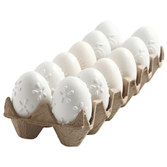 Λευκά πλαστικά αυγά με σχήματα - 12 τεμάχια / 6 εκ