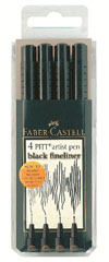Μαρκαδοροι Art Pen PITT Σετ 4  [XS-S-F-M] μαυρο