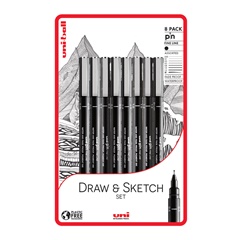 Σετ μαρκαδόρων UNI PIN fineliner Draw and Sketch 8 τεμ.